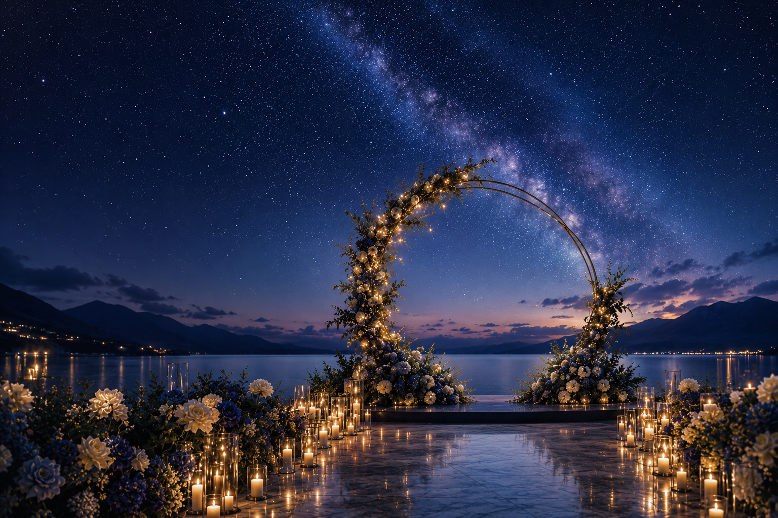 Stellar Night wedding website theme with celestial details